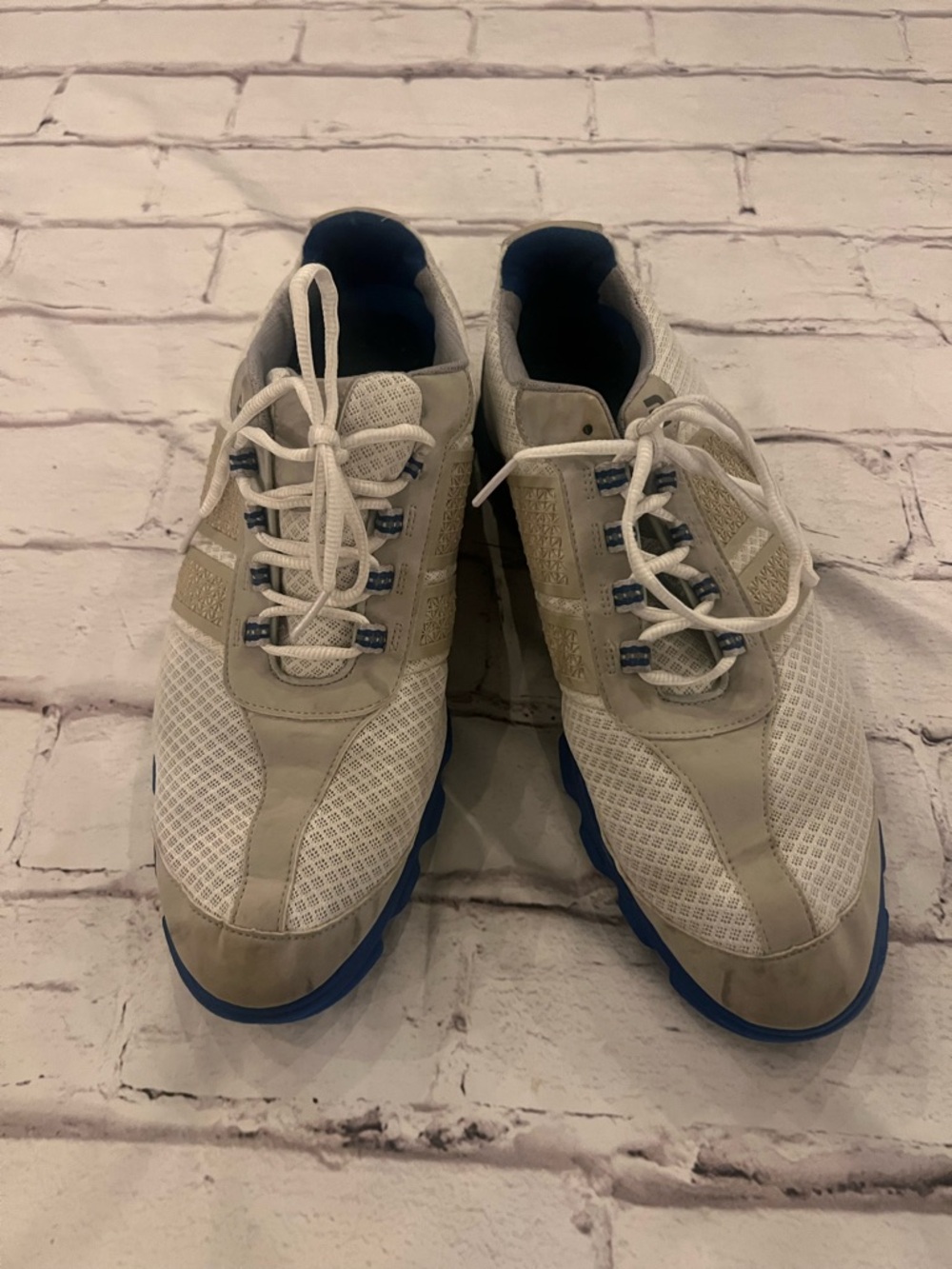 Men's White and Blue Foot Joy Athletic Golf Sneakers 12M